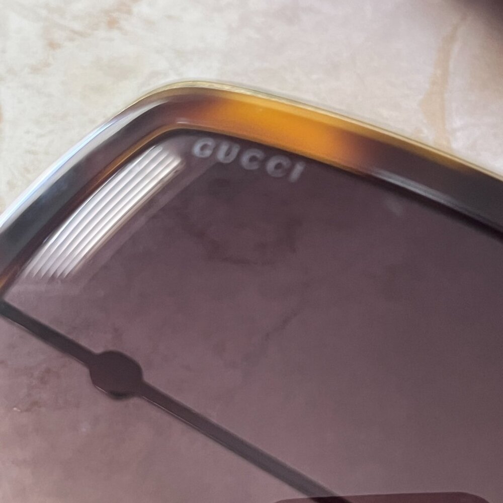 Gucci 0106S Oversized Square Frame Sunglasses Havana Tortoise Frame Brown Lens - Picture 3 of 10